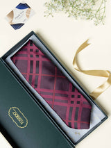Maroon Checks Broad + Long Necktie - TOSSIDO