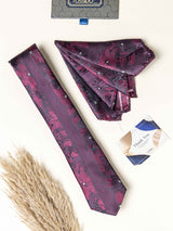 Maroon Floral Necktie Gift - set - TOSSIDO