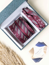 Maroon Floral Necktie Gift - set - TOSSIDO