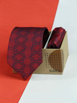 Maroon Floral Necktie & Pocket Square Giftset - TOSSIDO