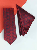 Maroon Floral Necktie & Pocket Square Giftset - TOSSIDO
