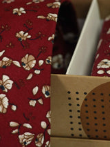 Maroon Floral Necktie & Pocket Square Giftset - TOSSIDO