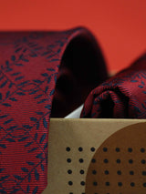 Maroon Floral Necktie & Pocket Square Giftset - TOSSIDO