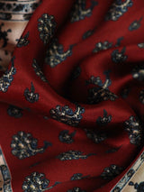 Maroon Floral Silk Pocket Square - TOSSIDO