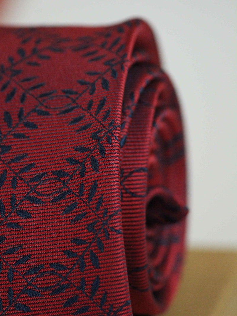 Maroon Floral Woven Necktie - TOSSIDO