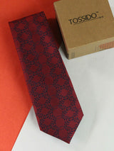 Maroon Floral Woven Necktie - TOSSIDO