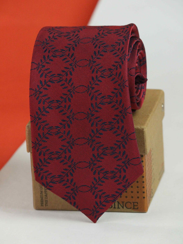 Maroon Floral Woven Necktie - TOSSIDO