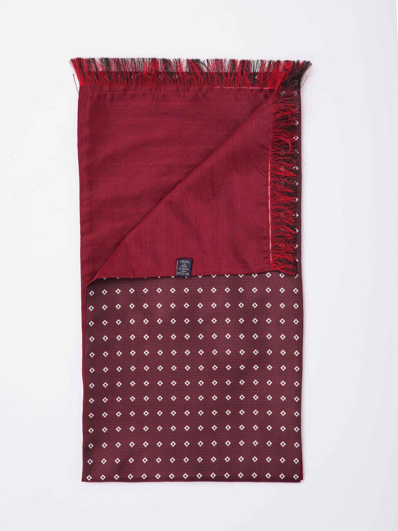 Maroon Geometric Reversible Stole & Pocket Square Set - TOSSIDO
