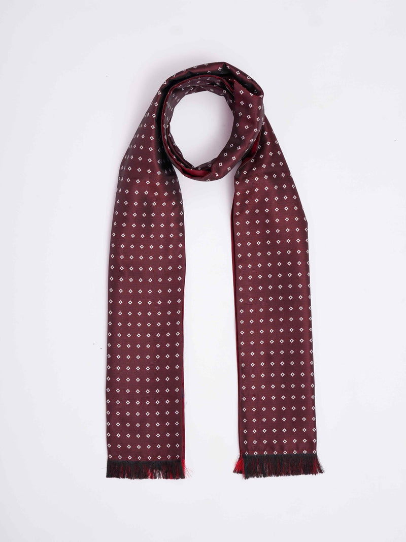 Maroon Geometric Reversible Stole & Pocket Square Set - TOSSIDO