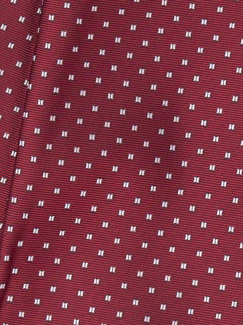 Maroon Geometric Woven Cravat & Pocket Square Set - TOSSIDO
