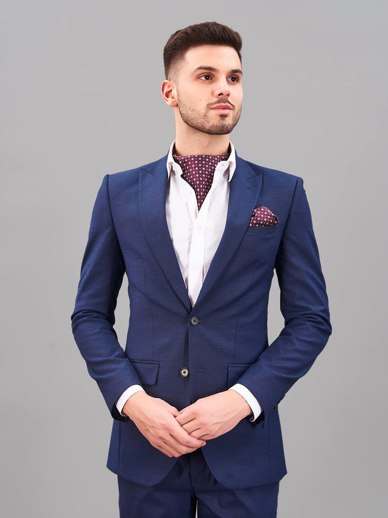 Maroon Geometric Woven Cravat & Pocket Square Set - TOSSIDO