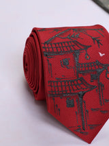 Maroon Hand - Painted Woven Necktie - TOSSIDO
