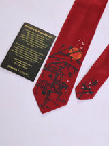 Maroon Hand - Painted Woven Necktie - TOSSIDO