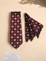 Maroon Medallion Performance Silk™ Necktie & Pocket Square Gift Set - TOSSIDO