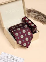 Maroon Medallion Performance Silk™ Necktie & Pocket Square Gift Set - TOSSIDO