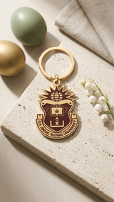 Maroon on Gold JGU Crest Laminated Keychain - TOSSIDO