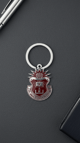 Maroon on Silver JGU Crest Laminated Keychain - TOSSIDO