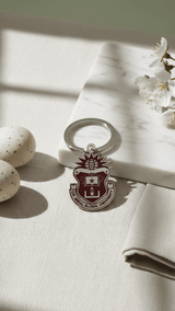 Maroon on Silver JGU Crest Laminated Keychain - TOSSIDO