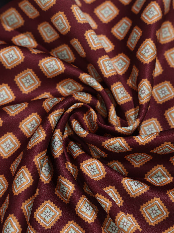 Maroon & Orange Geometric Pocket Square - TOSSIDO