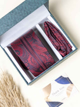 Maroon Paisley Necktie Gift - set - TOSSIDO