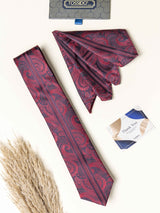 Maroon Paisley Necktie Gift - set - TOSSIDO