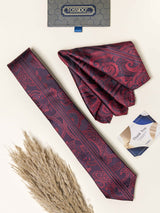 Maroon Paisley Necktie Gift - set - TOSSIDO