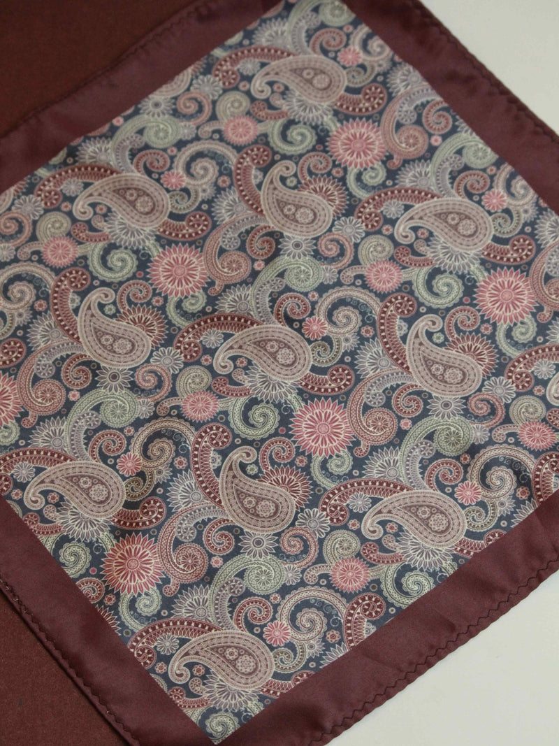 Maroon Paisley Pocket Square - TOSSIDO