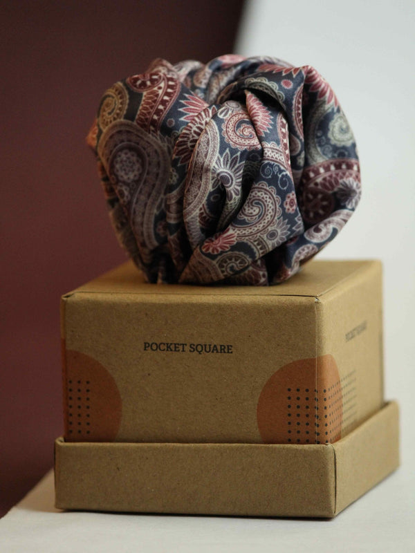 Maroon Paisley Pocket Square - TOSSIDO