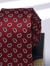 Maroon Paisley Skinny Necktie - TOSSIDO