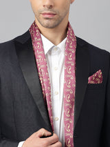 Maroon Paisley Stole & Pocket Square Set - TOSSIDO
