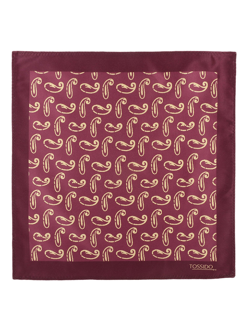 Maroon Paisley Stole & Pocket Square Set - TOSSIDO