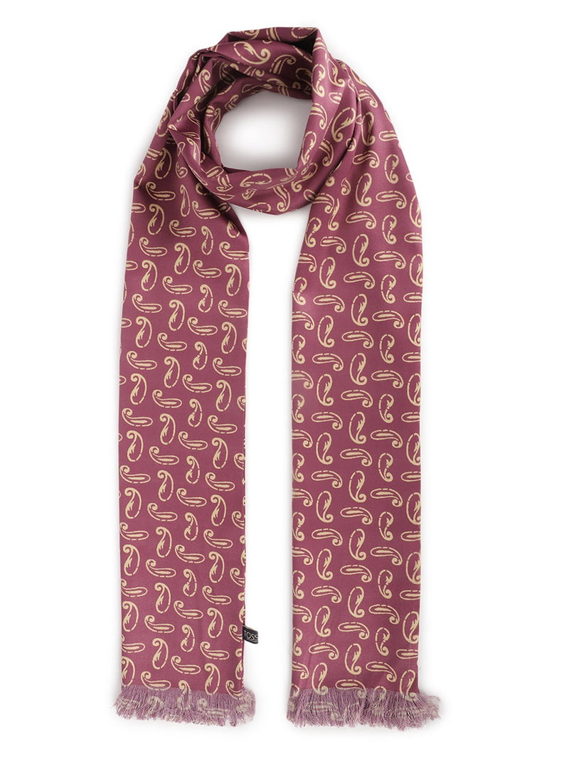 Maroon Paisley Stole & Pocket Square Set - TOSSIDO