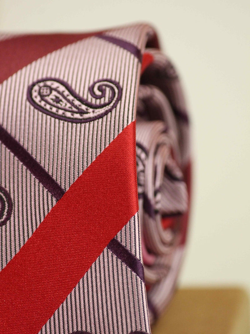 Maroon Paisley Woven Necktie - TOSSIDO