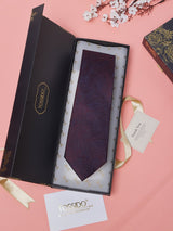 Maroon Paisleys Teflon Silk Necktie - TOSSIDO