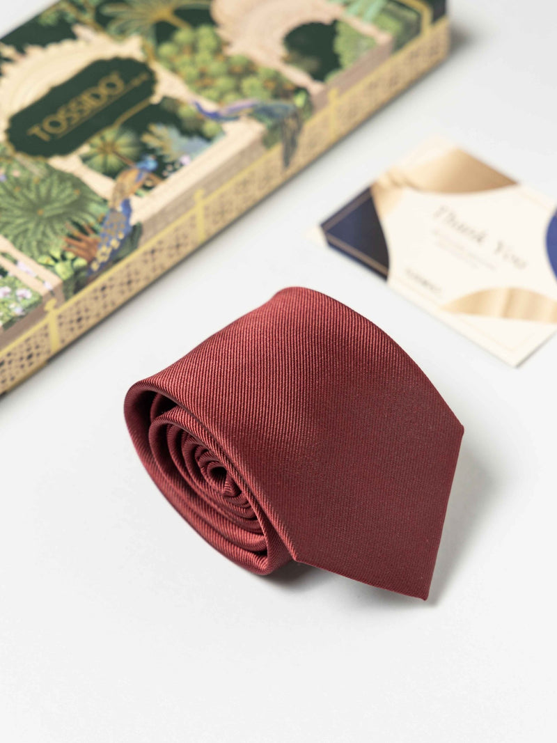 Maroon Pure Silk Necktie (Teflon Coated) - TOSSIDO