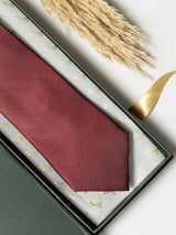 Maroon Pure Silk Necktie (Teflon Coated) - TOSSIDO