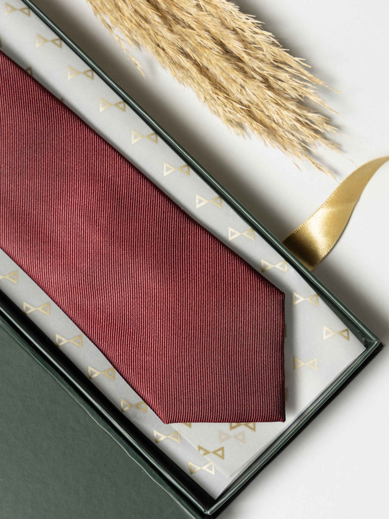Maroon Pure Silk Necktie (Teflon Coated) - TOSSIDO
