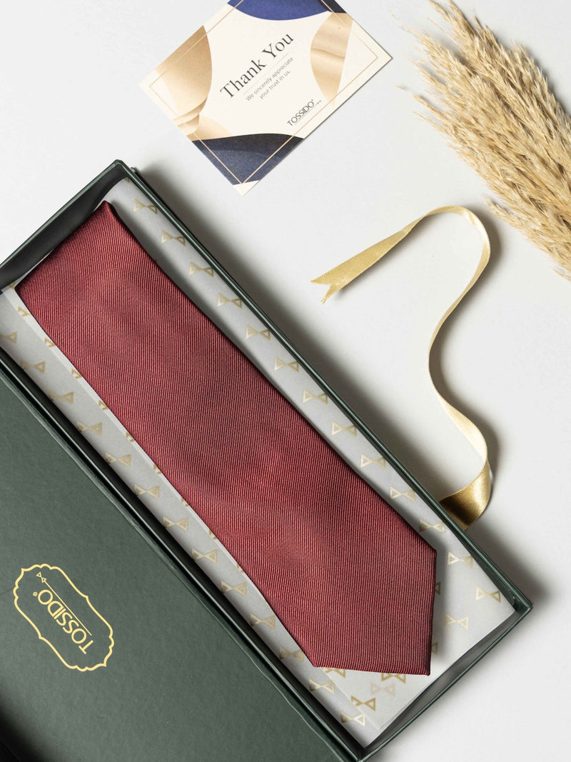Maroon Pure Silk Necktie (Teflon Coated) - TOSSIDO