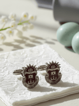 Maroon & Silver Logo Crest Cufflinks - TOSSIDO
