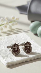 Maroon & Silver Logo Crest Cufflinks - TOSSIDO