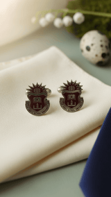 Maroon & Silver Logo Crest Cufflinks - TOSSIDO