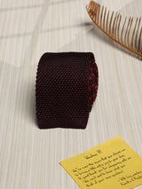 Maroon Solid Silk Knitted Necktie - TOSSIDO