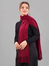 Maroon Solid Woolen Muffler - TOSSIDO