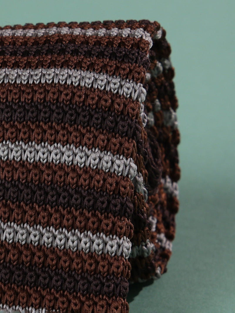 Maroon Stripe Knitted Necktie - TOSSIDO