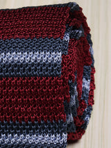 Maroon Stripe Silk Knitted Necktie - TOSSIDO