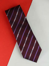 Maroon Stripe Woven Silk Necktie - TOSSIDO