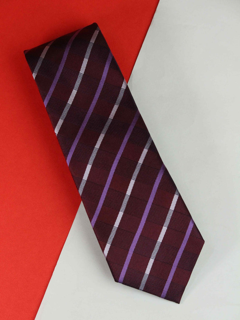 Maroon Stripe Woven Silk Necktie - TOSSIDO
