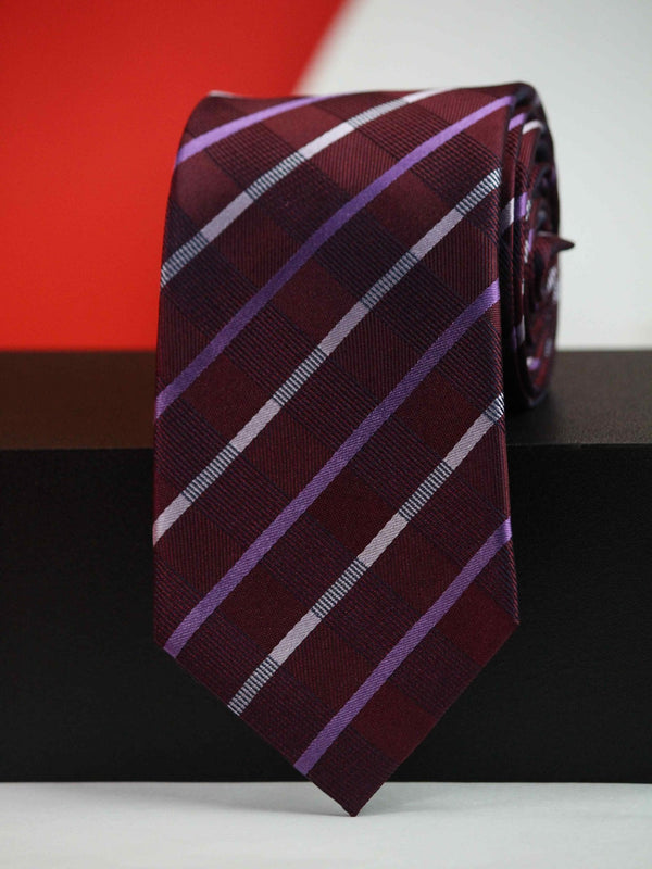 Maroon Stripe Woven Silk Necktie - TOSSIDO