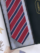 Maroon Stripes Woven Silk Necktie - TOSSIDO