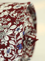 Maroon & White Floral Skinny Necktie - TOSSIDO